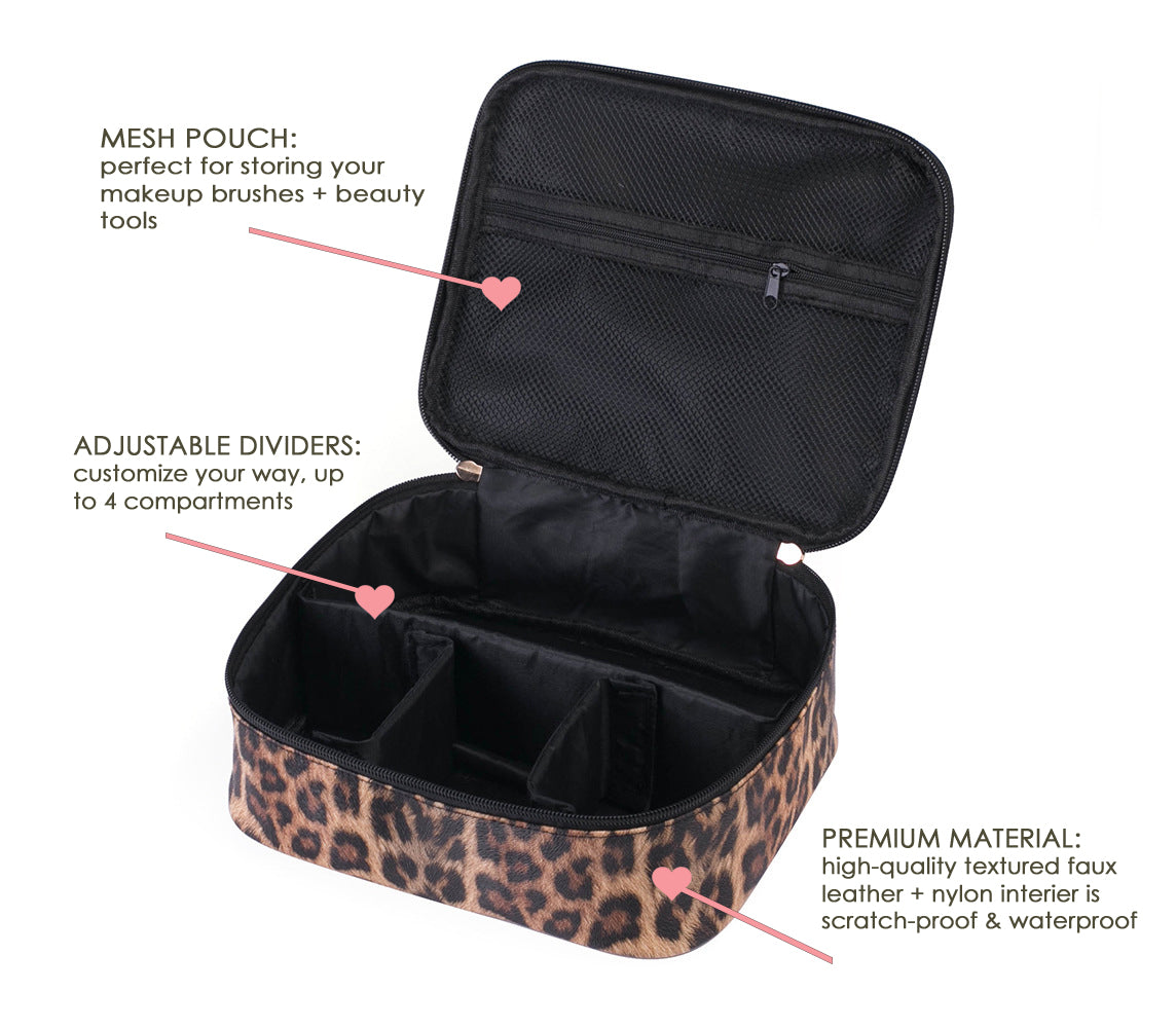 Faux Leopard Fur Makeup Bag